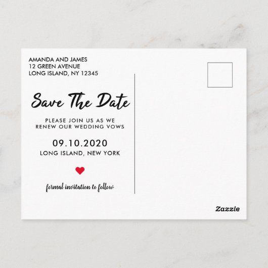 Eenvoudige Kraft Huwelijksbelofte Verlengd Save Th Briefkaart (Achterkant)