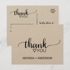 Eenvoudige kraft kalligrafie Dank u Briefkaart