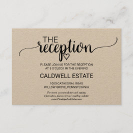 Eenvoudige Kraft-kalligrafie Ontvangstkaart Informatiekaartje