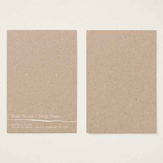 Eenvoudige kraft oorbel display kaart (Voorkant /achterkant)