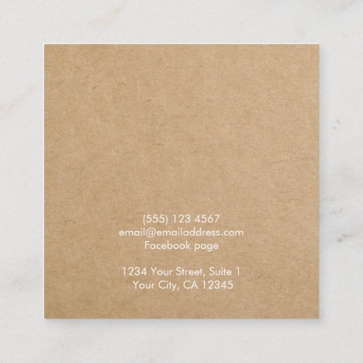 Eenvoudige Kraft Paper Ketting Bracelet Display Ca Vierkante Visitekaartje (Achterkant)