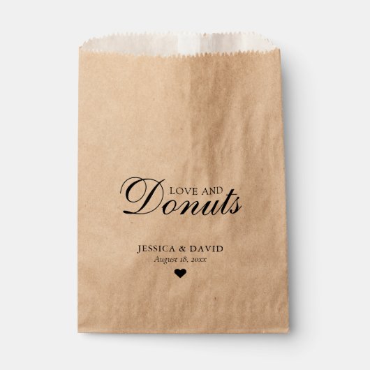 Eenvoudige Kraft papier liefde en donuts bruiloft Bedankzakje (Voorkant)
