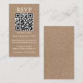 Eenvoudige Kraft QR RSVP met minimalistische wedde Informatiekaartje (Voorkant / Achterkant)