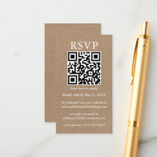 Eenvoudige Kraft QR RSVP met minimalistische wedde Informatiekaartje