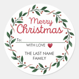 Eenvoudige krans kerstlabel Sticker en een hart