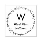 Eenvoudige krans - Mr & Mrs Monogram Zelfinktende Stempel (Design)