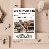 Eenvoudige krant aangepaste foto save the date kaart