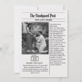 Eenvoudige krant huwelijksadvertentie net getrouwd kaart (Achterkant)