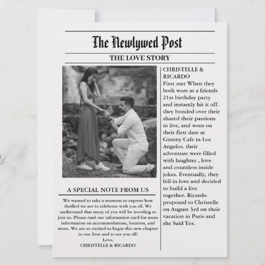 Eenvoudige krantenvlucht net getrouwd aangekondigd kaart (Achterkant)