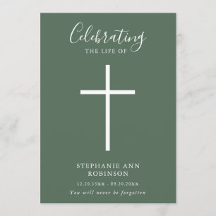 Eenvoudige Kruis Begrafenis Wijze Groene Orde van  Programmakaart