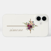 Eenvoudige Kruis Bourgondië Bloemen Gepersonalisee Case-Mate iPhone Case (Achterkant (horizontaal))