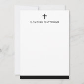 Eenvoudige kruis mannelijke naam zwarte rand plat notitiekaartje (Voorkant)
