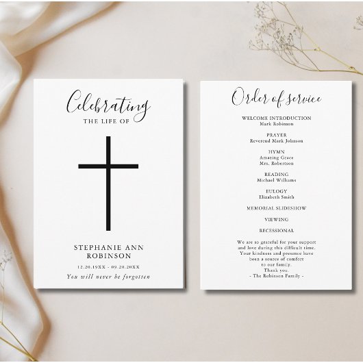 Eenvoudige Kruis Viering van het Leven Orde van Di Programmakaart