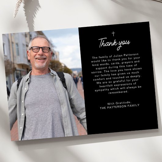 Eenvoudige kruisfoto begrafenis bedankkaart kaart