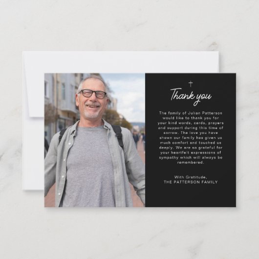 Eenvoudige kruisfoto begrafenis bedankkaart kaart (Voorkant)