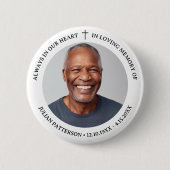 Eenvoudige kruisfoto begrafenis herdenking aandenk ronde button 5,7 cm (Voorkant)