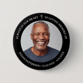 Eenvoudige kruisfoto begrafenis herdenking aandenk ronde button 5,7 cm (Voorkant)