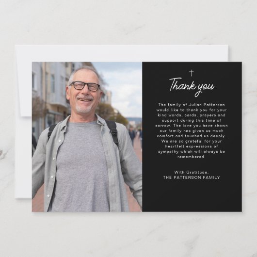 Eenvoudige kruisfoto gepersonaliseerde bericht beg bedankkaart (Voorkant)