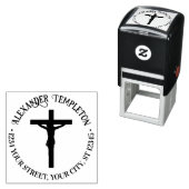 Eenvoudige kruisiging Kruisnaam retouradres Ronde Zelfinktende Stempel (In situ)