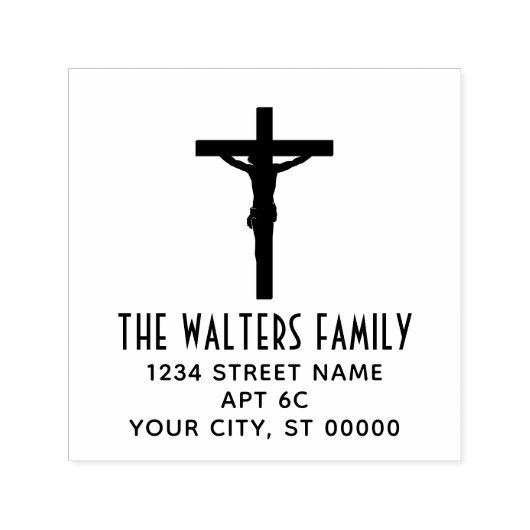 Eenvoudige kruisiging Kruisnaam retouradres Zelfinktende Stempel (Design)