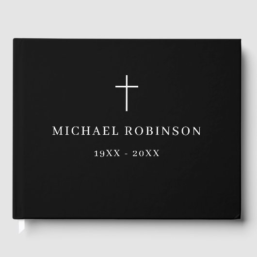 Eenvoudige kruisviering van het begrafenismonument gastenboek (Voorkant)