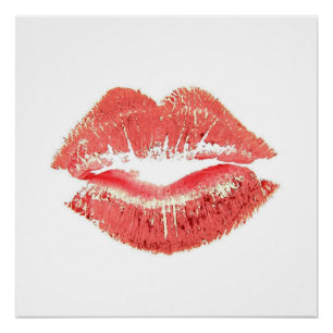 Eenvoudige Kus Red Lips-lipstick Poster
