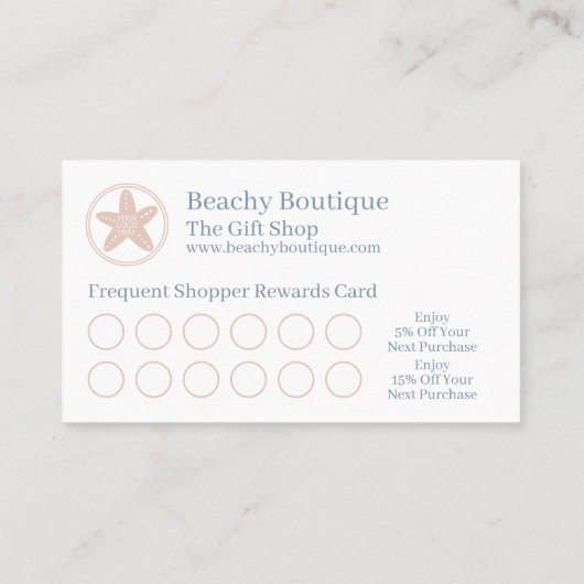 Eenvoudige Kust Beachy Boutique Business Klantenkaartje (Achterkant)