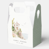 Eenvoudige Kust Katholieke Aquarel Kerk Bruiloft Bedankdoosjes (Geopend)