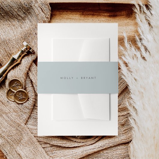 Eenvoudige kust licht blauw bruiloft uitnodigingen wikkel