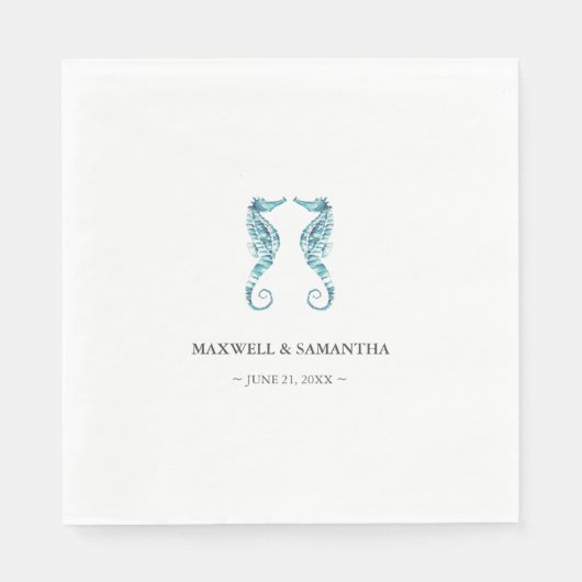 Eenvoudige kuststrand gepersonaliseerde zeepaardje servet (Voorkant)