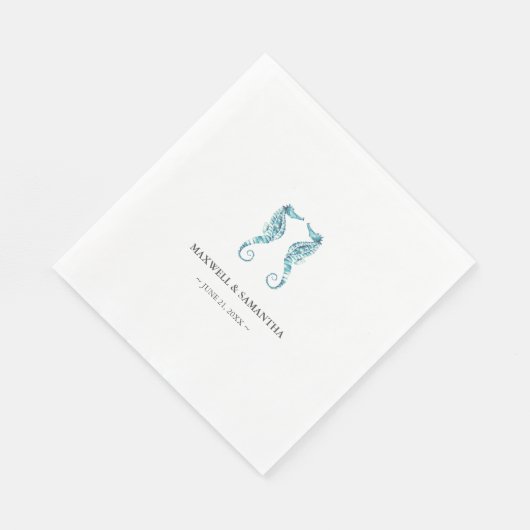 Eenvoudige kuststrand gepersonaliseerde zeepaardje servet (Hoek)