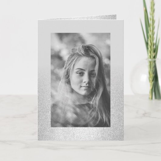 Eenvoudige kwikzilver glitter ombre Foto Sweet 16 (Voorkant)