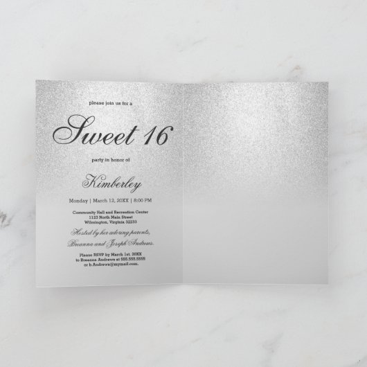 Eenvoudige kwikzilver glitter ombre Foto Sweet 16 (Binnen)