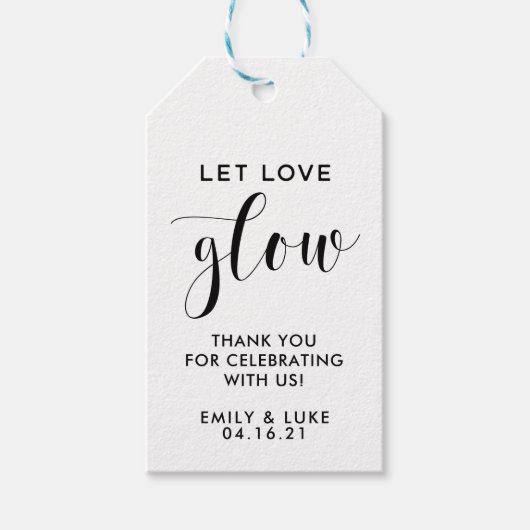 Eenvoudige Laat Liefde Stralen Trouwkaars Favor Cadeaulabel (Voorkant)