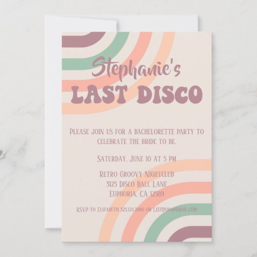 Eenvoudige laatste uitnodiging van Disco Retro Bac (Voorkant)