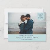 Eenvoudige Label foto slaat de datum blauw op Magnetische Uitnodiging (Voorkant)