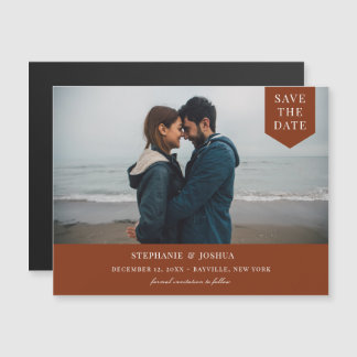 Eenvoudige Label foto slaat de datum rust op Magnetische Uitnodiging