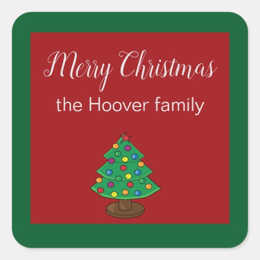 Eenvoudige Labels voor rode en groene kerstbomen (Voorkant)