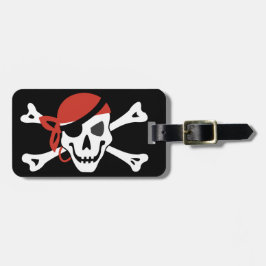 Eenvoudige lachende piratenschedel met uw aangepas bagagelabel