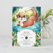 Eenvoudige Lake Otter Verjaardag Kaart (Staand voorkant)