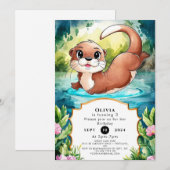 Eenvoudige Lake Otter Verjaardag Kaart (Voorkant / Achterkant)