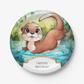 Eenvoudige Lake Otter Verjaardag Papieren Bordje (Voorkant)