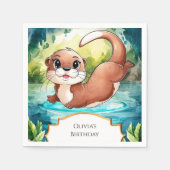 Eenvoudige Lake Otter Verjaardag Servet (Voorkant)