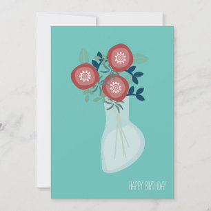 Eenvoudige Landelijke Bloemen in Vaas Verjaardagsw Kaart