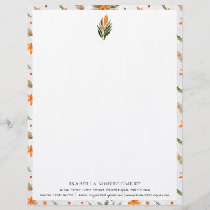 Eenvoudige Landelijke Bloemgroen Monogram Briefhoofd