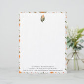 Eenvoudige Landelijke Bloemgroen | Monogram Briefhoofd (Staand voorkant)