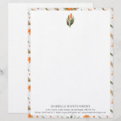 Eenvoudige Landelijke Bloemgroen | Monogram Briefhoofd (Voorkant / Achterkant)