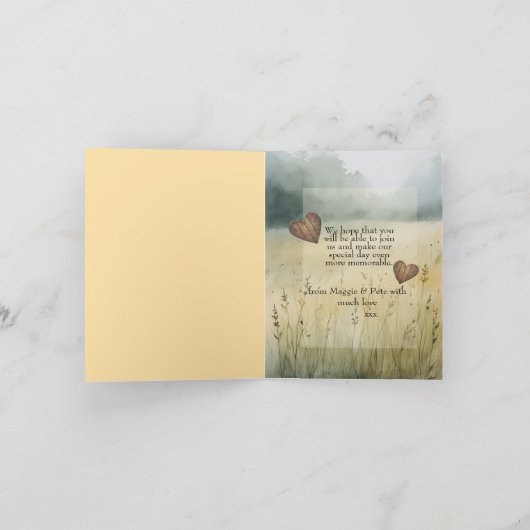 Eenvoudige landelijke hart ontwerp trouwkaart aankondiging (Binnen)