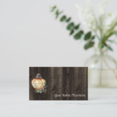 Eenvoudige landlantaarn op schuurhout visitekaartje (Staand voorkant)