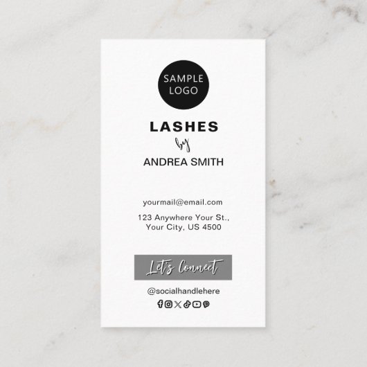 Eenvoudige Lash Aftercare Instructies Aangepaste L Visitekaartje (Achterkant)